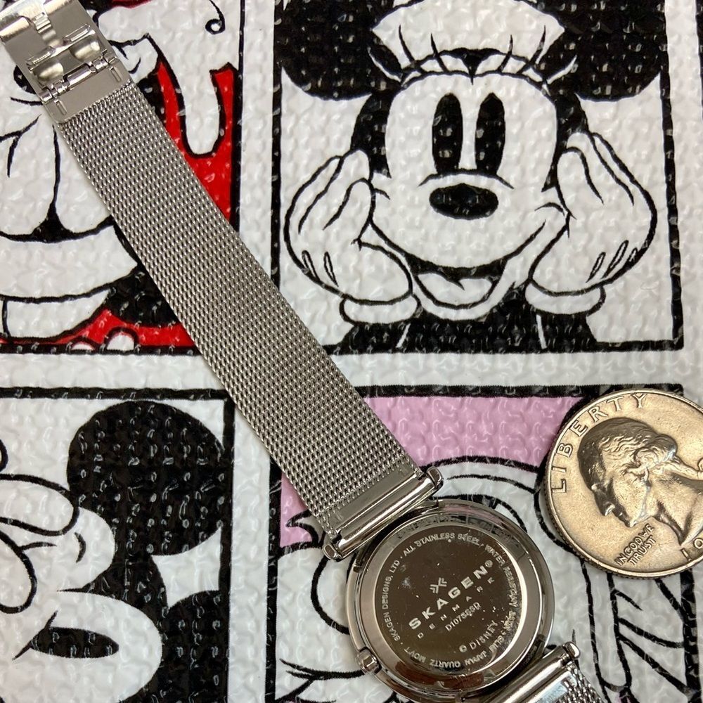 Disney x Skagen Minimalist Mickey Mouse Silhouette Stainless Steel Ladies Watch - Picture 15 of 16